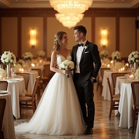 hochzeitspaar im hotel